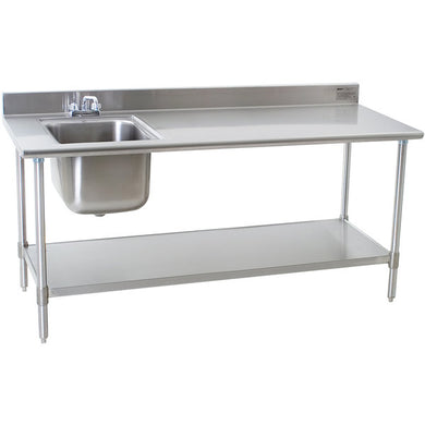 Stainless Steel Table with Build In Left Sink