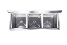 Load image into Gallery viewer, Stainless Steel Three Compartment Individual Bowl Sink