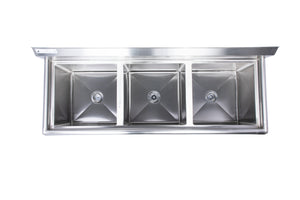 Stainless Steel Three Compartment Individual Bowl Sink