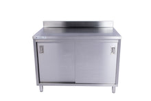 Load image into Gallery viewer, Stainless Steel Storage Welded Cabinet With 2 Sliding Doors and Backsplash