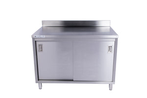 Stainless Steel Storage Welded Cabinet With 2 Sliding Doors and Backsplash