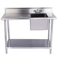 Load image into Gallery viewer, Stainless Steel Table with Build In Right Sink