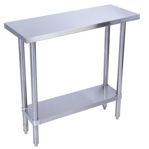 Square Edge Stainless Steel Work Table With Stainless Steel Under Shelf 36" Height