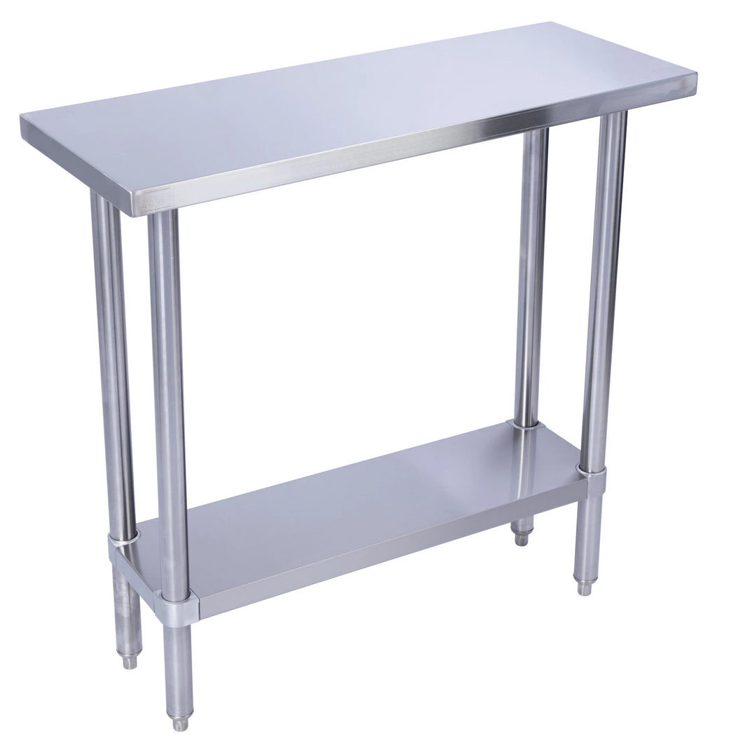 Square Edge Stainless Steel Work Table With Stainless Steel Under Shelf 36