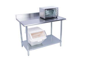 Stainless Steel Work Table With Galvanized Under Shelf  with 4" Backsplash