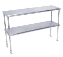 Load image into Gallery viewer, Commercial Heavy Duty Adjustable Stainless Steel Double Over Shelf For Prep Table With Top Mount Bracket