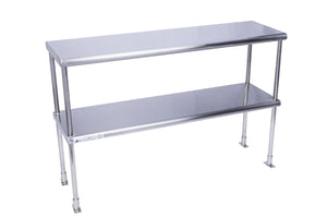 Commercial Heavy Duty Adjustable Stainless Steel Double Over Shelf For Prep Table With Top Mount Bracket