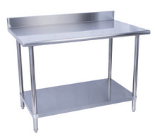 Load image into Gallery viewer, Stainless Steel Work Table With Stainless Steel Under Shelf with 4&quot; Backsplash