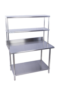 Commercial Heavy Duty Adjustable Stainless Steel Double Over Shelf For Prep Table With L Wrench Bracket