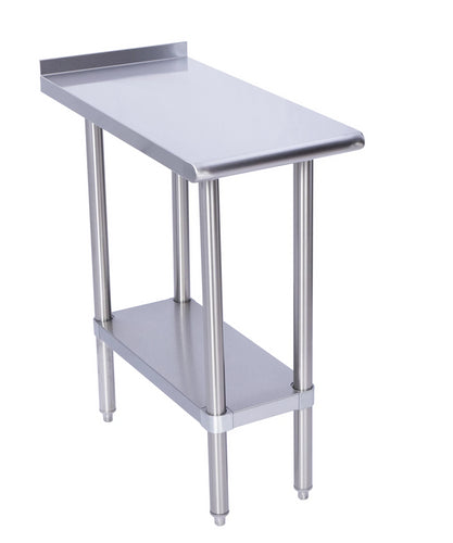 Stainless Steel Equipment Filler Table with Backsplash and Adjustable Under Shelf Commercial Heavy Duty