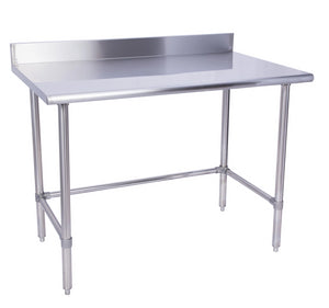 Stainless Steel Work Table With Cross Bar With 4" Backsplash