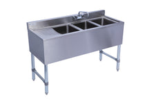 Load image into Gallery viewer, KCS-BS4-3L Three Bowl Under Bar Hand Sink With Swivel Faucet 48&quot;x18.5&quot;x30&quot; with Left Drainboard