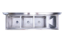 Load image into Gallery viewer, Stainless Steel Three Compartment Individual Bowl Sink W/Right Side Drainboard