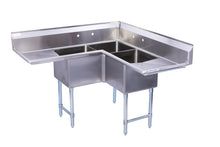 Load image into Gallery viewer, Stainless Steel Three Compartment Corner Sink Commercial Heavy Duty