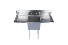 Load image into Gallery viewer, One Compartment Stainless Steel Commercial Sink With 2 Side Drainboards