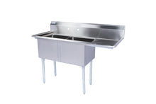 Load image into Gallery viewer, Two Compartment Stainless Steel Commercial Sink With Right Drainboard