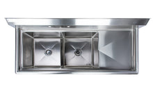 Load image into Gallery viewer, Two Compartment Stainless Steel Commercial Sink With Right Drainboard