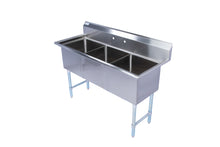 Load image into Gallery viewer, Three Compartment Stainless Steel Commercial Sink W/O Drainboard