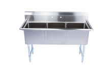 Load image into Gallery viewer, Three Compartment Stainless Steel Commercial Sink W/O Drainboard