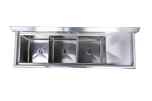 Load image into Gallery viewer, Three Compartment Stainless Steel Commercial Sink With Right Side Drainboard