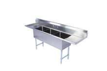 Load image into Gallery viewer, Three Compartment Stainless Steel Commercial Sink With 2 Side Drainboards