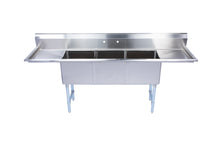 Load image into Gallery viewer, Three Compartment Stainless Steel Commercial Sink With 2 Side Drainboards