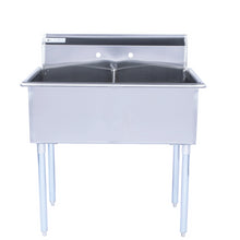 Load image into Gallery viewer, Square Corner Two Compartments Budget Sink Utility Sink