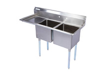 Load image into Gallery viewer, Stainless Steel Two Compartment Individual Bowl Sink with Left Drainboard