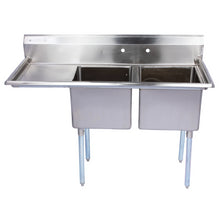 Load image into Gallery viewer, Stainless Steel Two Compartment Individual Bowl Sink with Left Drainboard