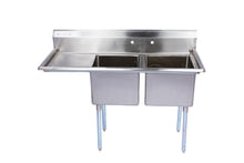 Load image into Gallery viewer, Two Compartment Stainless Steel Commercial Sink With Left Drainboard