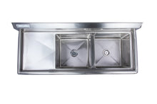 Load image into Gallery viewer, Stainless Steel Two Compartment Individual Bowl Sink with Left Drainboard