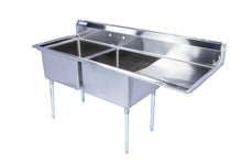 Load image into Gallery viewer, Stainless Steel Two Compartment Individual Bowl Sink with Right Drainboard