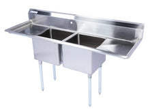 Load image into Gallery viewer, Stainless Steel Two Compartment Individual Bowl Sink with Double Side Drainboard