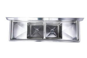 Stainless Steel Two Compartment Individual Bowl Sink with Double Side Drainboard