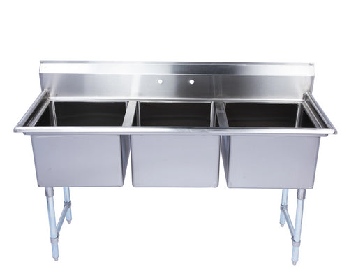 Stainless Steel Three Compartment Individual Bowl Sink