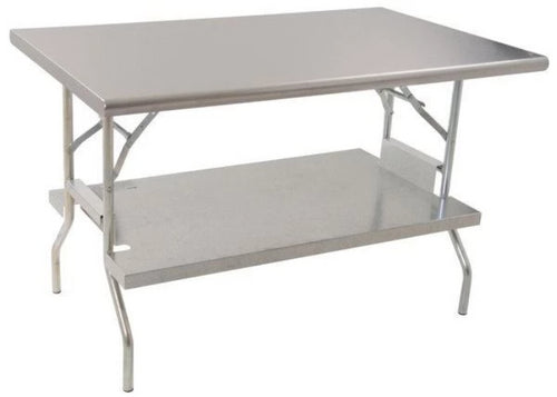 Stainless Steel Folding Table with Under Shelf